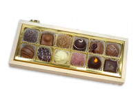 Pralinen , verpackt 12er  Holzschatulle v106 (VE 10 St.)